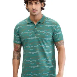 Colorplus Green Regular Fit Printed Polo T-Shirt-image-92