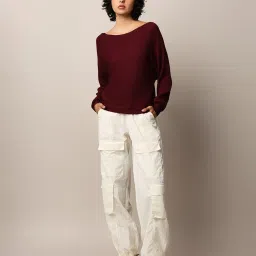 Only Maroon Relaxed Fit Pullover image 5