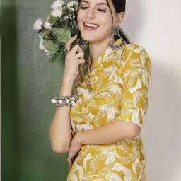 Stylum Mustard Printed Straight Kurta image 5