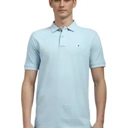 Louis Philippe Blue Cotton Slim Fit Polo T-Shirt-picture-29