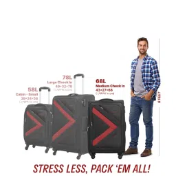 Citizen Arrow Voyage Black & Red Color Block Soft Medium Trolley Bag - 68 Cms image 5