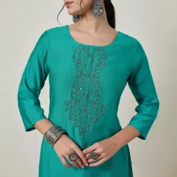 Soch Teal Green Embellished Straight Kurta image 5
