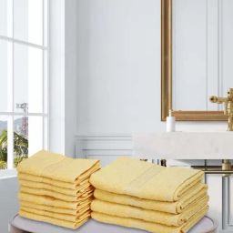 bianca LORENA [12pc] 100% Cotton Super-Soft Terry Towels -4pc Hand, 8pc Face (d`ross) solid-yellow-picture-26