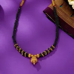 P.N.Gadgil Jewellers 22 Karat (916) BSI Hallmarked Yellow Gold Black Gem Thushi Necklace-picture-43