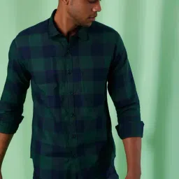 Campus Sutra Green & Blue Checks Shirt-image-68