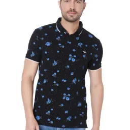 Mufti Black Floral Print Polo T-Shirt-picture-11