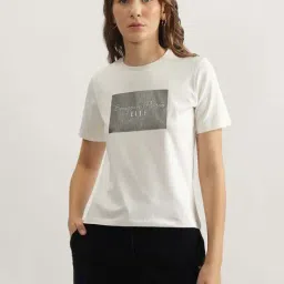 Elle White Cotton Printed T-Shirt-image-27