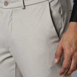 Louis Philippe Grey Slim Fit Printed Trousers image 4