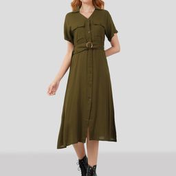 Mast & Harbour Belted Flap Pocketed Midi Shirt Dress-picture-29
