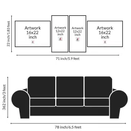 Art Street Black & Yellow Cotton Canvas Lake View Mountain Painting - Set of 4 image 5