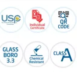 Glassco 100ml Glass Boro 3.3 USP Class A Volumetric Flask with Penny Head Glass and Plastic Stopper QR.130.520.06A image 2