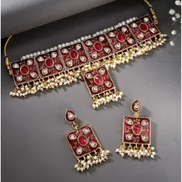 Peora Golden Maroon Enamel/Meenakari Set for Women-image-56