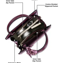 LAVIE LUXE Wine LX QUARO HZ Textured Small Satchel image 5