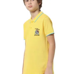 Jack & Jones Junior Yellow Cotton Embroidered Polo T-Shirt-picture-30