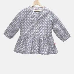 First Kick Girls Blue Printed Shirt Style Top-image-38