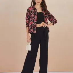 Latin Quarters Black Regular Fit Floral Print Shirt image 5