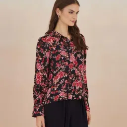 Latin Quarters Black Regular Fit Floral Print Shirt image 3