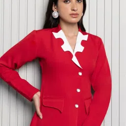 binfinite Scarlet Red Cutout Collar Blazer image 5