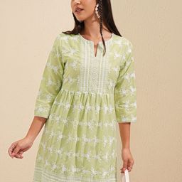 Vishudh Embroidered Ethnic Motifs Print Fit and Flare Dress-picture-35