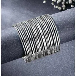 Peora Silver Plated Oxidized Bangles Set for Women-picture-12