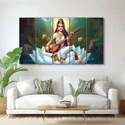 The Castle Decor Green & White 5 Piece Wood Other Wall Paintings-image-27
