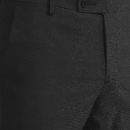 Arrow Charcoal Grey Slim Fit Texture Trousers image 5