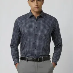 Van Heusen Grey Slim Fit Checks Shirt-picture-35