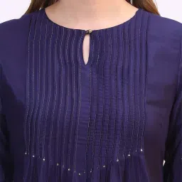 W for Woman Navy Blue Embroidered Kurta image 5