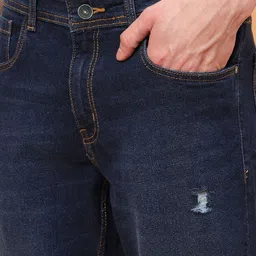 MEGHZ Men Micheal Slim Fit Mid-Rise Mildly Distressed Light Fade Stretchable Jeans image 5