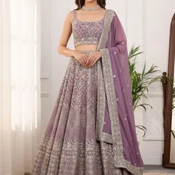 Jomso Embroidered Sequinned Semi-Stitched Lehenga & Unstitched Blouse With Dupatta-picture-12
