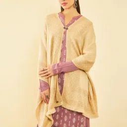 Soch Cream Woven Pattern Shawl-picture-41