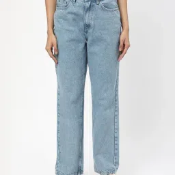 R&B Light Blue Cotton Relaxed Fit High Rise Jeans-picture-10