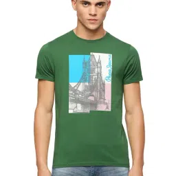 Pepe Jeans Green Slim Fit Graphic Print Cotton Crew T-Shirt-image-26