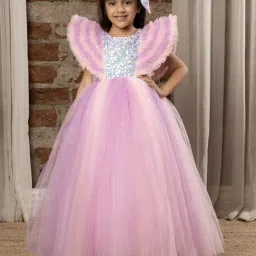 Ministitch Girls Sky Blue Flared Fit Party Gown-image-18