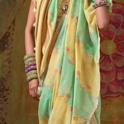 Saree Mall Yellow Cotton Silk Self Saree with Blouse Piece image 4