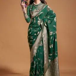 Saree Mall Green Woven Sarees With Unstitched Blouse-picture-16