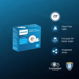 Philips Plastic Astra Spot 2W LED Cob Lights - Pack of 6 (Warm White) image 3