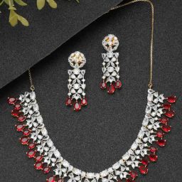 YouBella American Diamond Studded Red Jewellery Set-picture-20