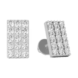 Sparkles White Gold Lab Grown Diamond 14KT 0.75ct 15 Stone Bar Earring For Women image 3