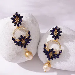 PANASH Gold -Plated Handcrafted Floral Drop Earrings-picture-18