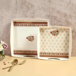 Wonderchef Royal Red Melamine Venice Serving Trays - Set of 2 image 3