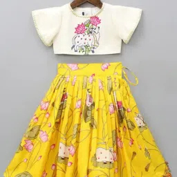Jovk Design Girls Yellow Silk Printed Lehenga Choli-image-94
