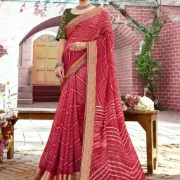 Saree Mall Red Printed Sarees With Unstitched Blouse-image-35