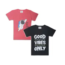 Vimal Jonney Kids Black & Pink Printed T-Shirt (Pack of 2)-picture-38