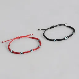 EL REGALO Unisex Pack of 2 Black & Red Charm Bracelet-picture-10
