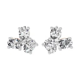 Sparkles Rose Gold Lab Grown Diamond 14KT 1.02ct 3 Stone Earring For Women-picture-18