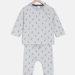 MINI KLUB Infant Boys Grey & Navy Blue Printed Night suit-picture-17