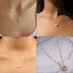 Boghra Sales Women Set Of 4 Gold-Plated Brass Pearls Chain-picture-24