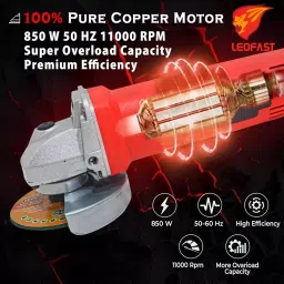 LEOFAST Angle Grinder 100 mm Wheel Size 11000 RPM Red, LFT-1302 image 3