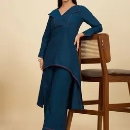 Komarri U V-Neck Pure Cotton Tunic With Palazzos image 4